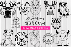 Cute Jungle Animals SVG PNG Clipart Product Image 1