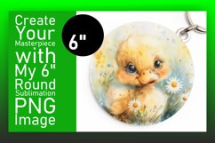 Watercolor Animal Floral Round Design Keychain PNG Product Image 1