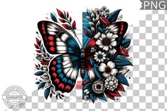 4Th Of July Flora Butterfly - Sublimation 4th of July PNG Product Image 1