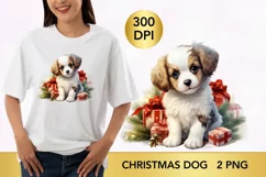 christmas cute dog clipart, dog sublimation Product Image 1