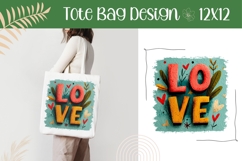 Cartoon Love Illustration, Love Tote Bag Sublimation Product Image 1