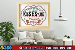 Gingerbread kisses and christmas wishes SVG, Christmas SVG Product Image 2