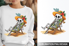 Funny Summer Skeleton Illustration - Sublimation PNG Design Product Image 1