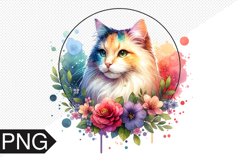 Cat Flowers Sublimation - Cat Flowers Clipart PNG Design Product Image 1