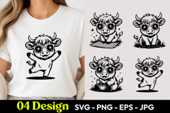 Dancing Cow Cartoon SVG PNG Product Image 1