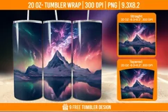 Northern Lights Tumbler Wrap Designs, Sublimation Wrap Product Image 1