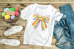 Rainbow Retro Smiley Coquette Bow Clipart Product Image 9