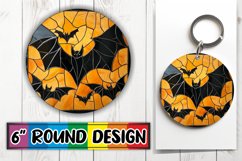 Mystic Stained Glass Halloween Keychain Round Design Product Image 1