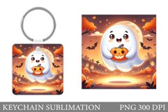 Cute Ghost Keychain Design. Cute Halloween Keychain Product Image 1