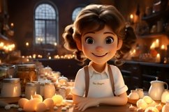 3D Pixar Character Child Girl Chef with relevant environment Product Image 1