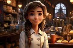 3D Pixar Character Child Girl Chef with relevant environment Product Image 1