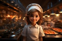3D Pixar Character Child Girl Chef with relevant environment Product Image 1