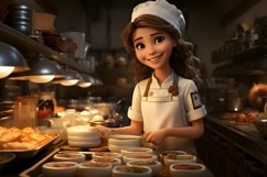 3D Pixar Character Child Girl Chef with relevant environment Product Image 1