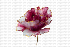 12 Burgundy Red and Gold Flowers PNG Product Image 5