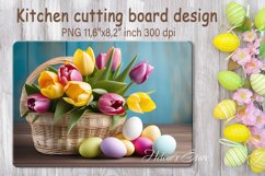 Tulip Flowers and Easter eggs cutting board sublimation PNG Product Image 1