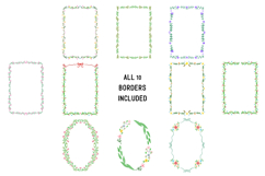 Floral Border Clipart Bundle 10 Hand Drawn Botanical Frames, Product Image 2