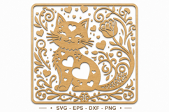 Valentine Cat Laser Cut File SVG Product Image 1