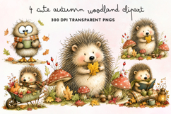 Cute Autumn Woodland Clipart PNG Product Image 1