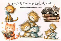 Cute Kitten Storybook Clipart PNG Product Image 1