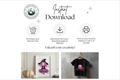 Watercolor Pink Halloween Clipart Set Bundle for sublimation Product Image 10