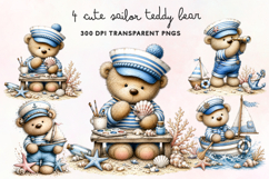 Cute Sailor Teddy Bear Clipart PNG Product Image 1