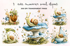 Cute Summer Snail Clipart PNG Product Image 1
