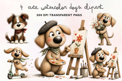 Cute Watercolor Dogs Clipart PNG Product Image 1