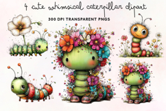 Cute Whimsical Caterpillar Clipart PNG Product Image 1