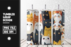 Cute cat pattern Tumbler Wrap | Sublimation | 20 oz Skinny Product Image 1