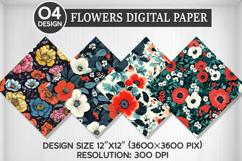 Flowers Seamless Digital Paper, Flowers Background Product Image 1