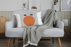 Modern Minimalist Striped Orange Circle Pillow Design Product Image 10