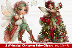 2 Whimsical Christmas Fairy Clipart | Cute Holiday Fairy PNG Product Image 1
