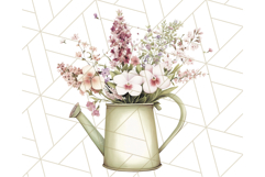 Watering Can Flowers PNG, Rustic Floral Watercolor Clipart Product Image 3