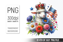 4th of July Sheep Clipart, Animal illustration for crafts Product Image 1