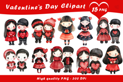 Valentine Cute Girls Clipart PNG Product Image 1