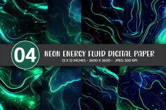 Neon Energy Fluid Digital Paper Product Image 1