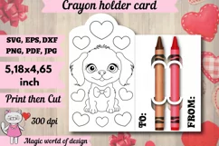 Valentine's Day dog with heart Crayon Holder Card svg Product Image 1