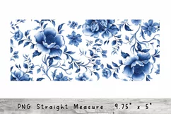 Blue Floral Tumbler Flower Wrap, 16oz Libbey Glass Can PNG Product Image 2