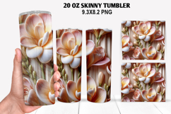 3D Flower Skinny Tumbler 20oz Wrap Design,Flowers Tumble PNG Product Image 1