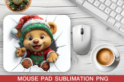 Christmas Bear Mouse Pad Sublimation - Christmas Mouse Pad Product Image 1