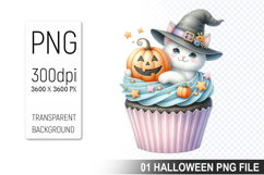 Cupcake With A Halloween Cat, Halloween Clipart PNG File Product Image 1