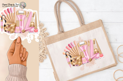 Nail Tech Sublimation PNG Pink Gold Beauty Tools Design Product Image 2