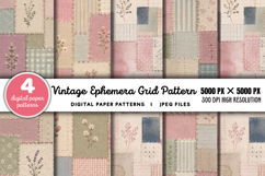 Vintage Grid Lined Ephemera Junk Journal JPG Product Image 1