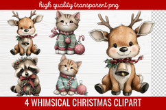 4 Whimsical Christmas Clipart | Cute Holiday PNG Set Product Image 1
