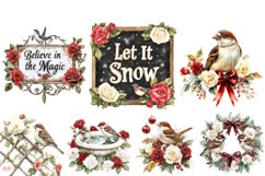 Christmas Sparrows Bird Clipart Product Image 3