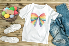 Sparkle Accent Rainbow Coquette Bow Clipart with Sparkle Product Image 9