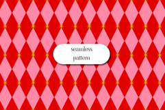 Retro Christmas Harlequin Pattern Pink and Red Seamless Product Image 1