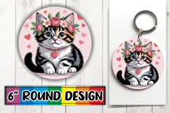 Joyful Round Keychain Magic, Cat Valentin's Day Product Image 1
