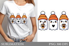 Cute Ghost Sublimation. Cute Ghost T-Shirt Sublimation Product Image 1