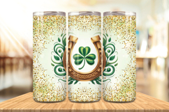 Lucky Horseshoe and Shamrock Tumbler Wrap PNG Sublimation De Product Image 1